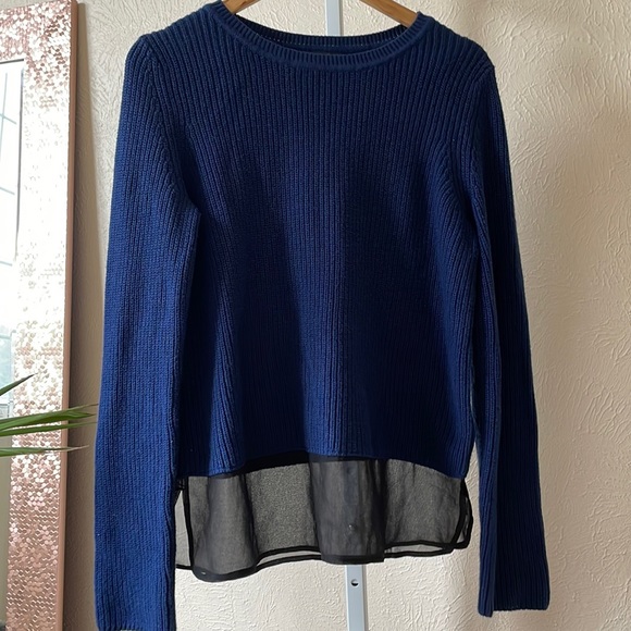 NWOT Banana Republic dark blue layered ribbed soft sweater - Picture 1 of 9